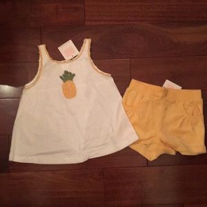 Janie and jack shorts set with pineapple appliqué